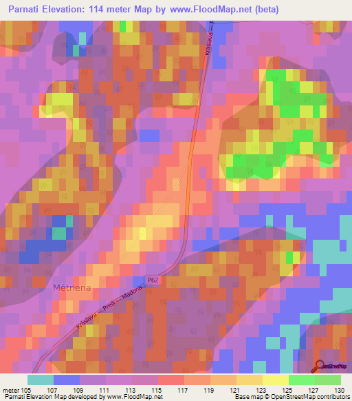 Parnati,Latvia Elevation Map