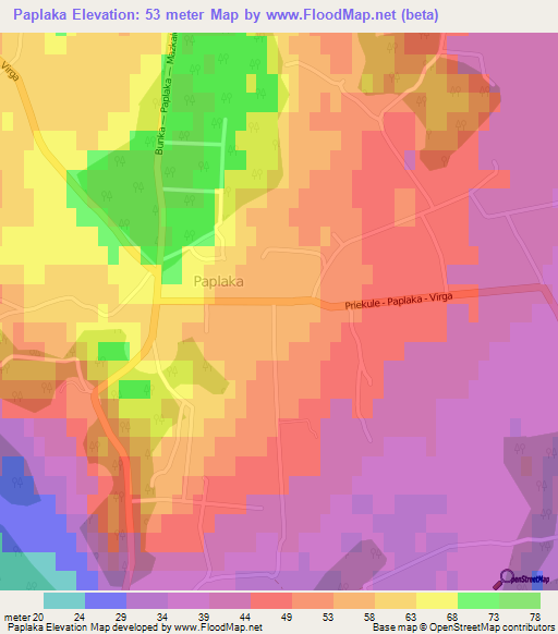 Paplaka,Latvia Elevation Map