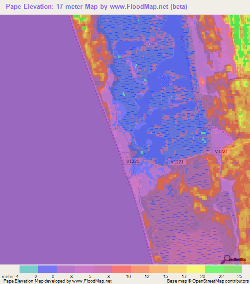 Pape,Latvia Elevation Map