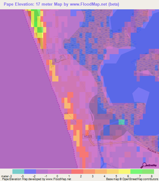 Pape,Latvia Elevation Map