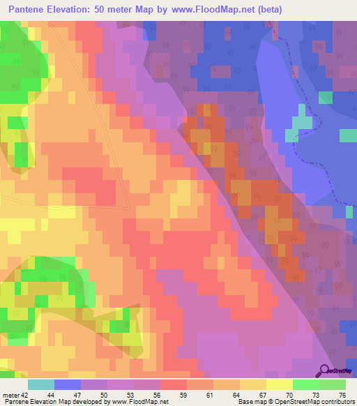 Pantene,Latvia Elevation Map