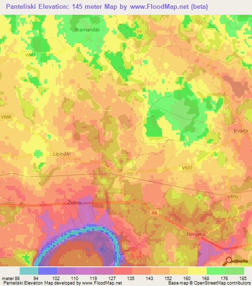 Panteliski,Latvia Elevation Map