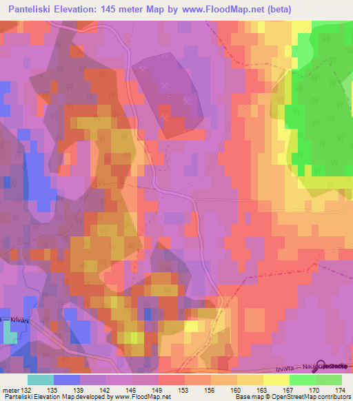 Panteliski,Latvia Elevation Map