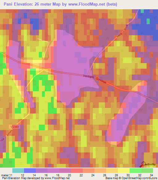 Pani,Latvia Elevation Map