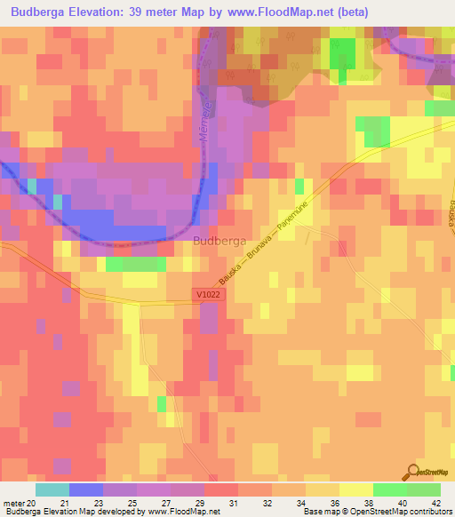 Budberga,Latvia Elevation Map