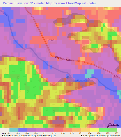 Pameri,Latvia Elevation Map