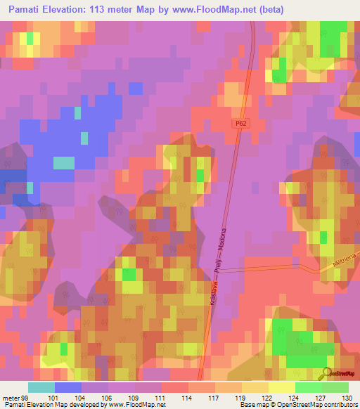 Pamati,Latvia Elevation Map