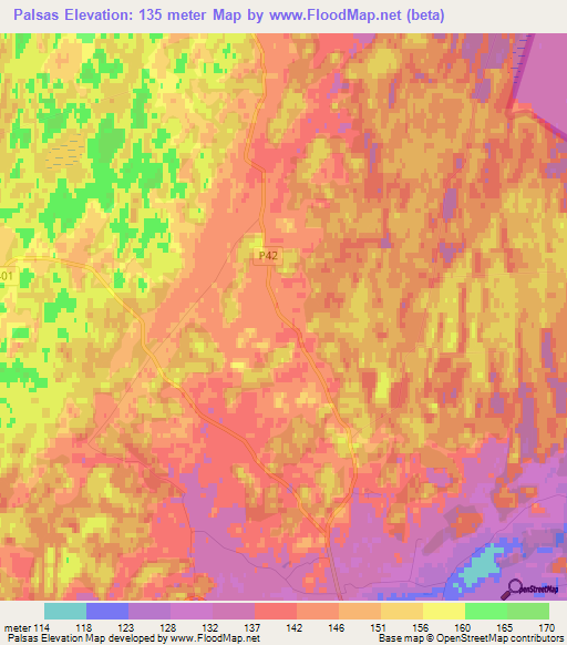 Palsas,Latvia Elevation Map