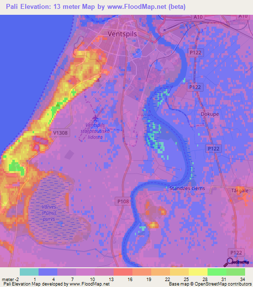 Pali,Latvia Elevation Map