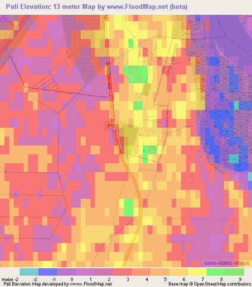 Pali,Latvia Elevation Map