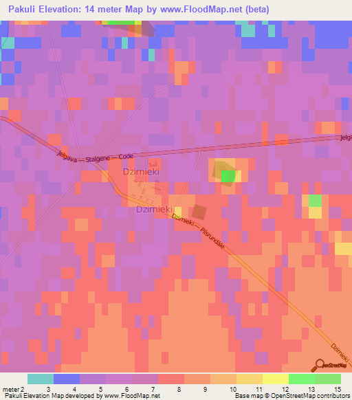 Pakuli,Latvia Elevation Map