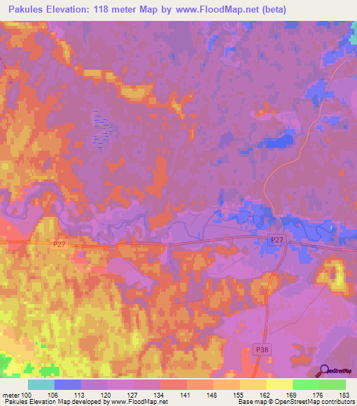 Pakules,Latvia Elevation Map