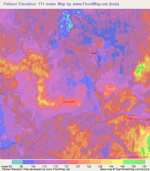 Paikeni,Latvia Elevation Map