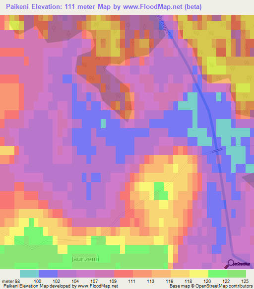 Paikeni,Latvia Elevation Map