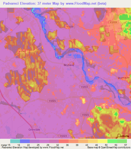 Padvareci,Latvia Elevation Map