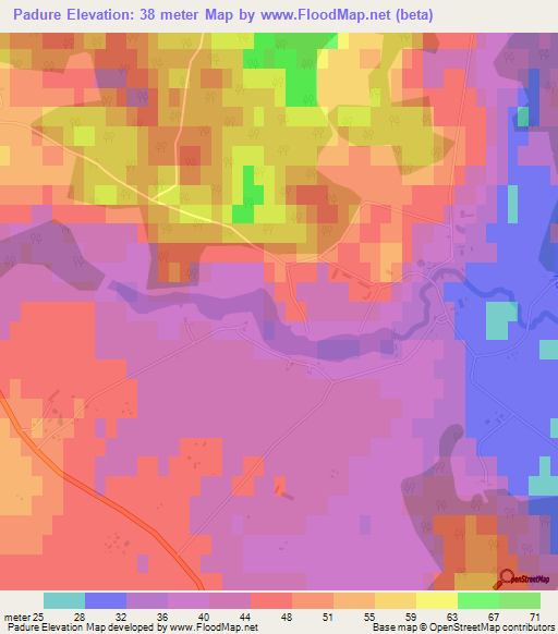 Padure,Latvia Elevation Map