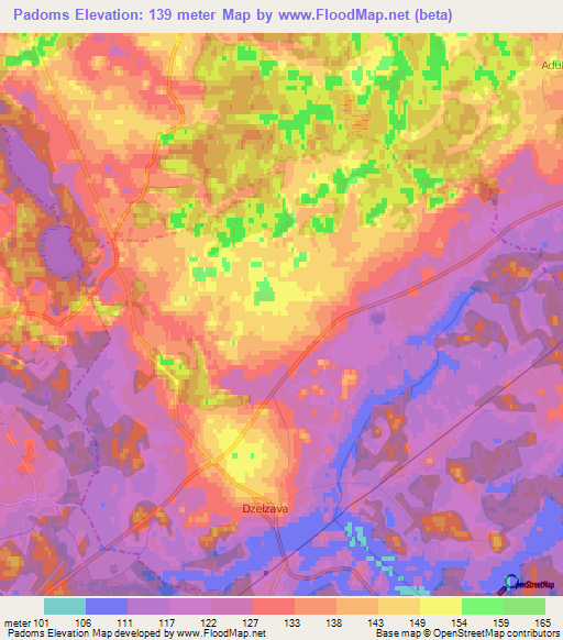 Padoms,Latvia Elevation Map