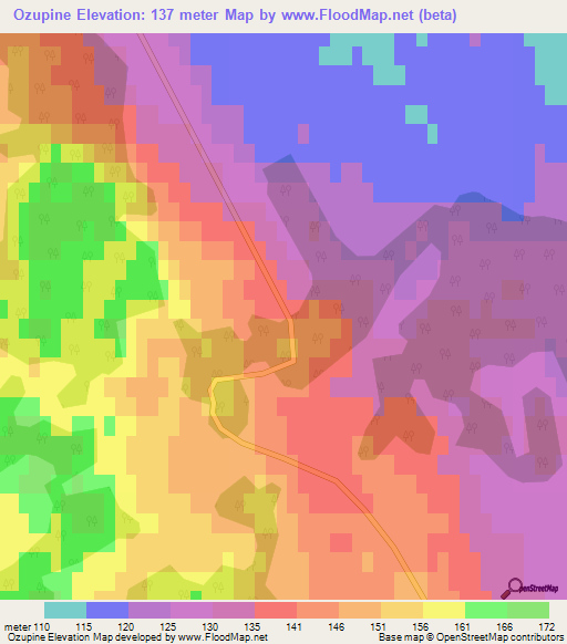 Ozupine,Latvia Elevation Map