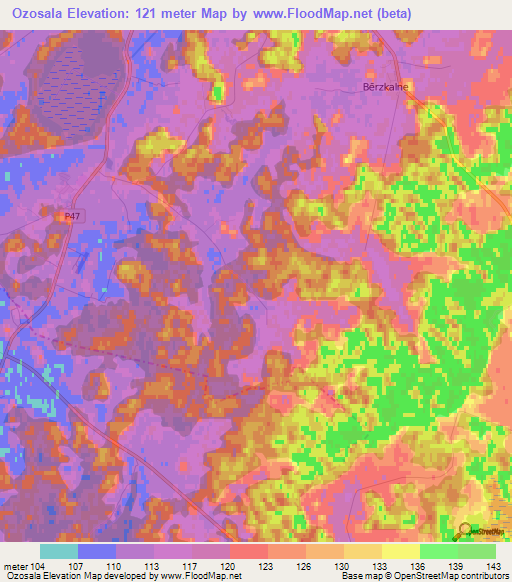 Ozosala,Latvia Elevation Map