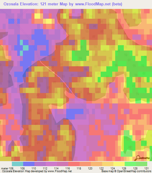 Ozosala,Latvia Elevation Map