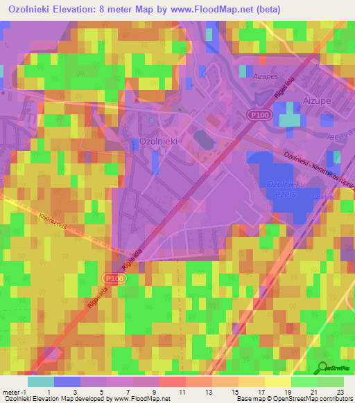 Ozolnieki,Latvia Elevation Map