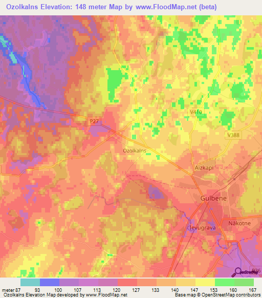 Ozolkalns,Latvia Elevation Map