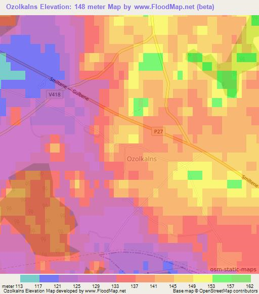 Ozolkalns,Latvia Elevation Map