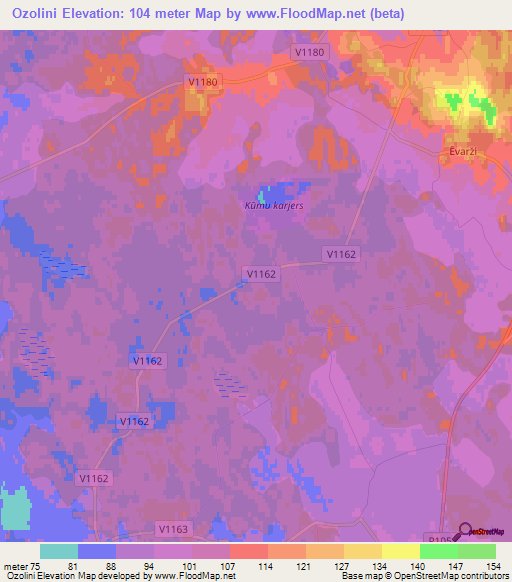 Ozolini,Latvia Elevation Map