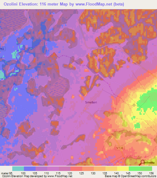 Ozolini,Latvia Elevation Map