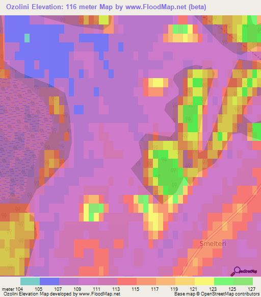 Ozolini,Latvia Elevation Map