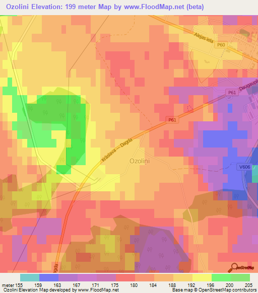 Ozolini,Latvia Elevation Map