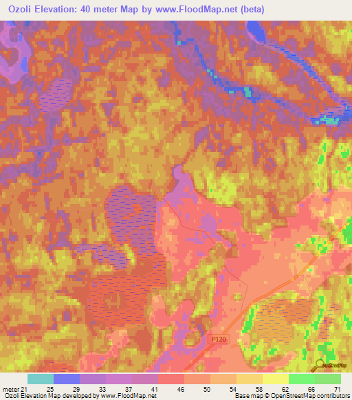 Ozoli,Latvia Elevation Map