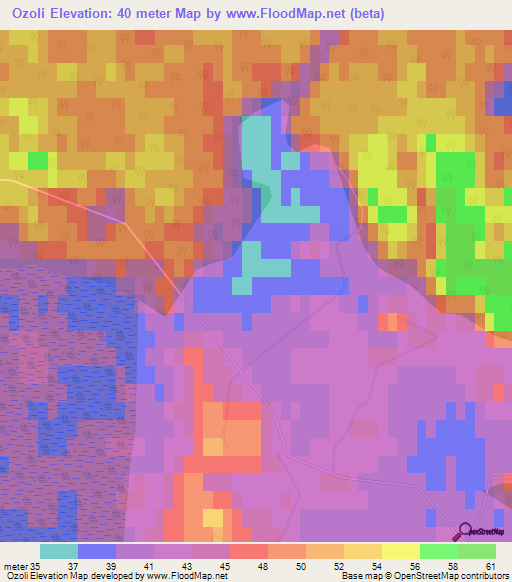 Ozoli,Latvia Elevation Map