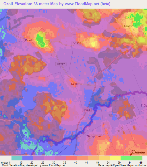 Ozoli,Latvia Elevation Map