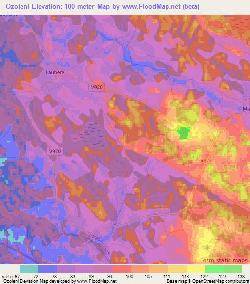 Ozoleni,Latvia Elevation Map