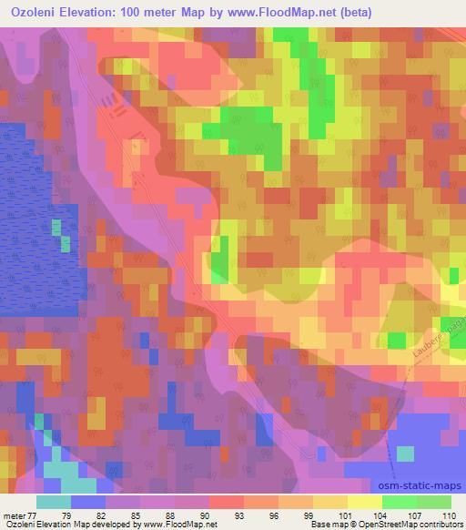 Ozoleni,Latvia Elevation Map