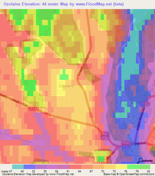 Ozolaine,Latvia Elevation Map