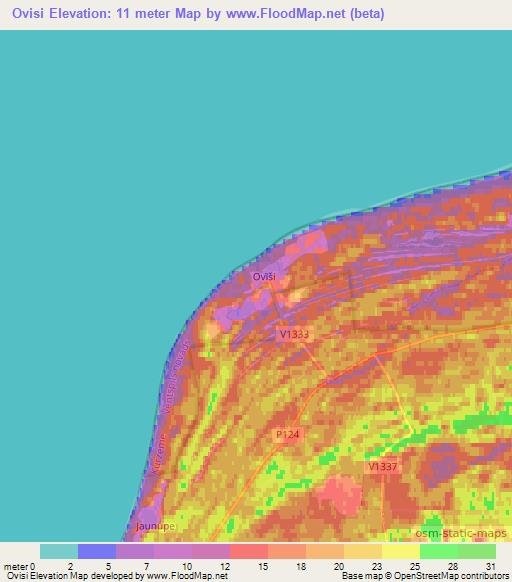 Ovisi,Latvia Elevation Map