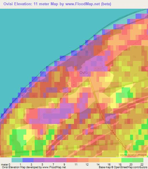 Ovisi,Latvia Elevation Map