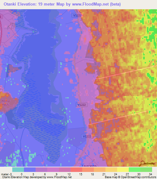 Otanki,Latvia Elevation Map