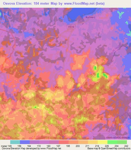 Osvova,Latvia Elevation Map