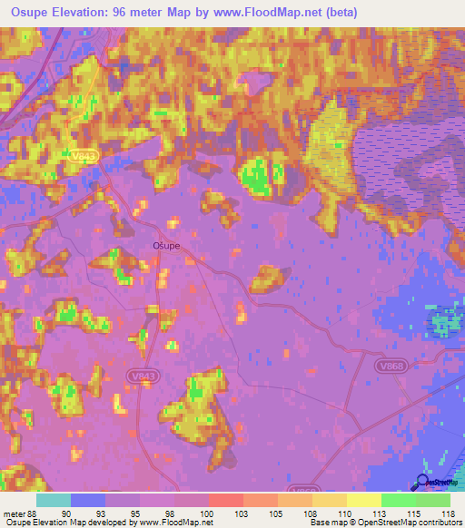 Osupe,Latvia Elevation Map