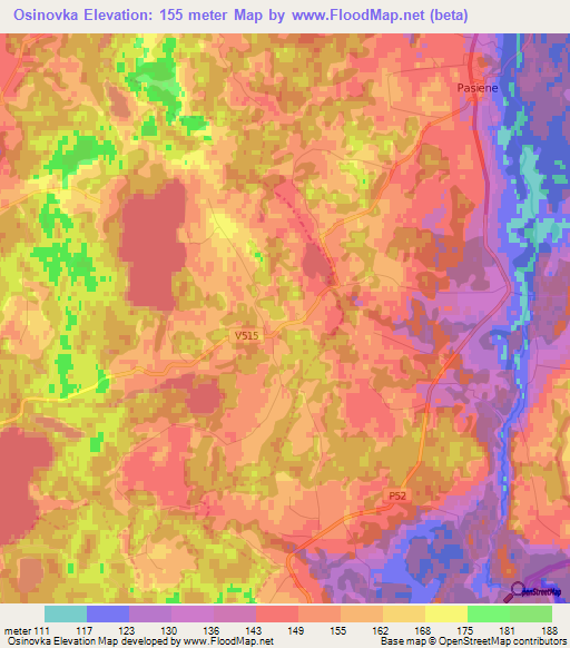 Osinovka,Latvia Elevation Map