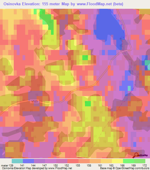 Osinovka,Latvia Elevation Map