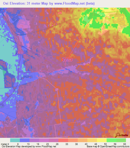 Osi,Latvia Elevation Map