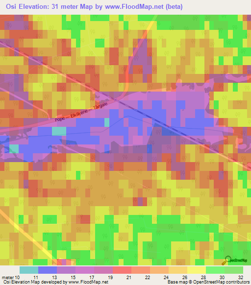 Osi,Latvia Elevation Map