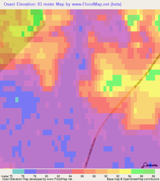 Osani,Latvia Elevation Map