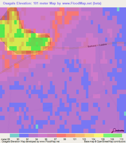 Osagals,Latvia Elevation Map