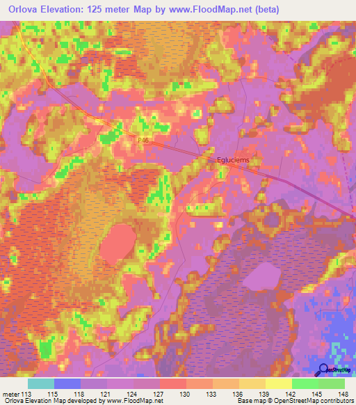 Orlova,Latvia Elevation Map