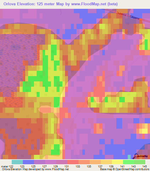 Orlova,Latvia Elevation Map